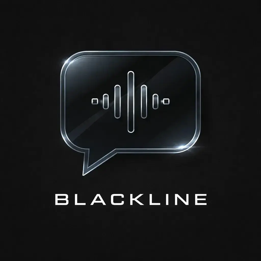 Blackline logo: a glassy speech bubble containing a sound wave, over a spaced BLACKLINE wordmark.
