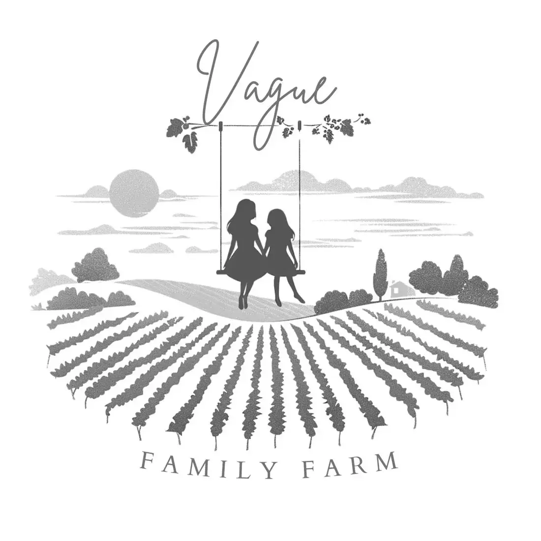 The chosen Vague Family Farm mark rendered in grays.